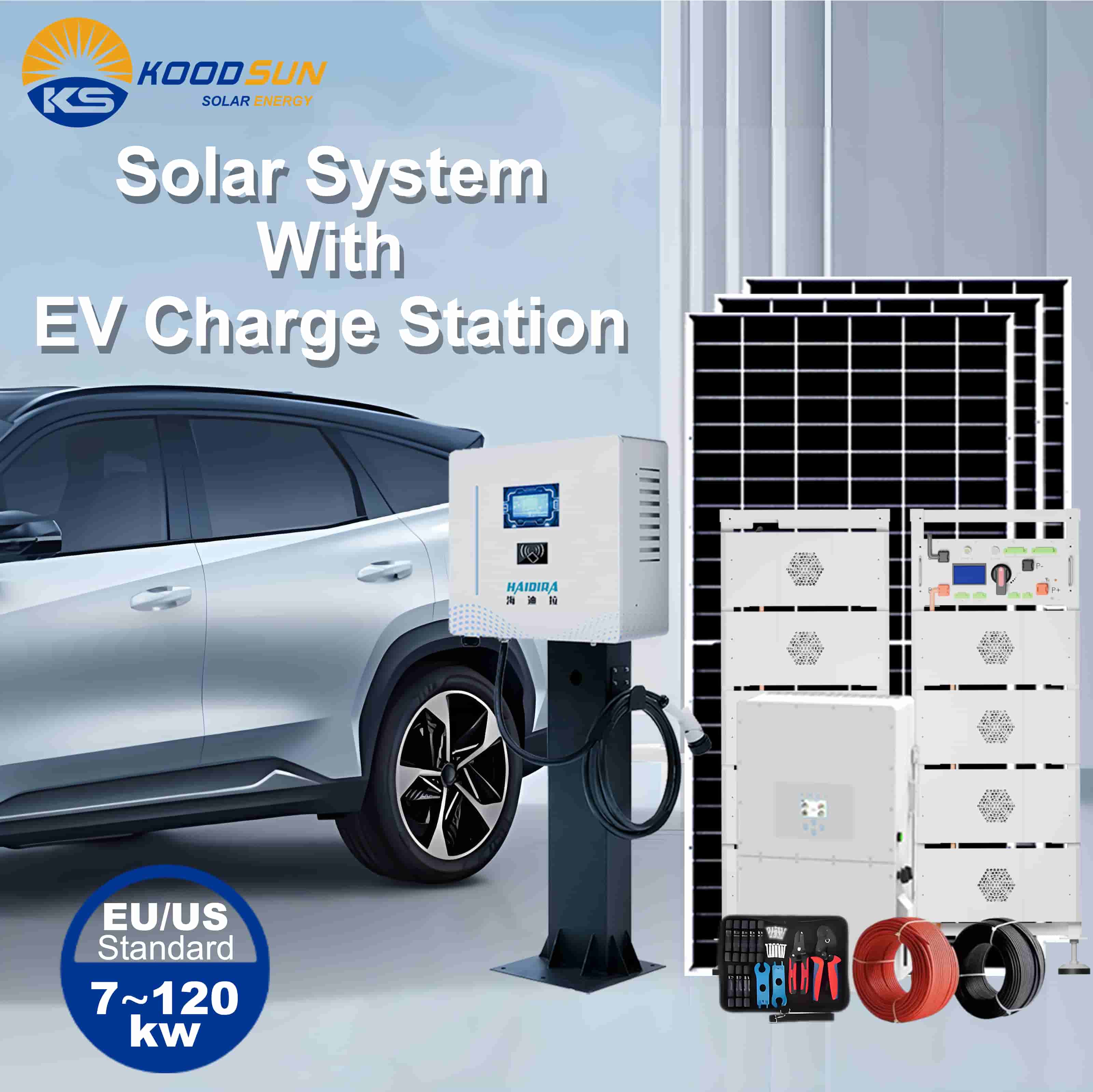 Solar System EV Charging Station with 20kW 40kw 125kw  DC Fast Charger for Residential and Light Commercial EV Applications -Koodsun