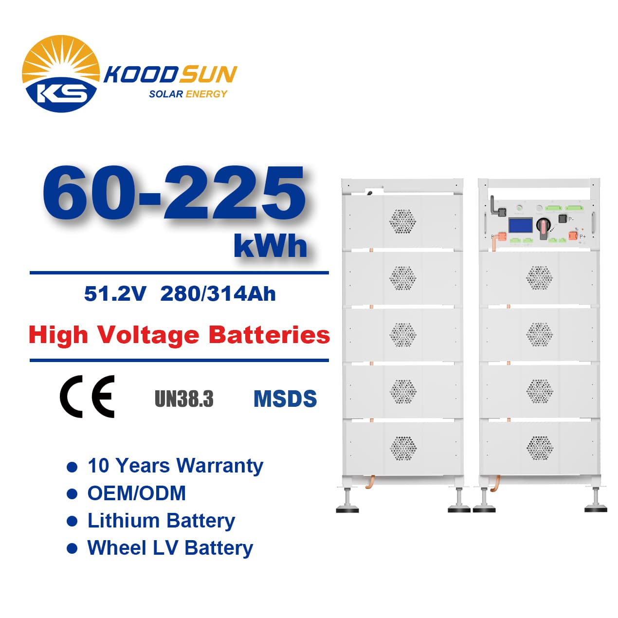 Hot Selling High Voltage Solar Storage Battery 51.2V Lifepo4 Battery 280Ah 314Ah for Solar System