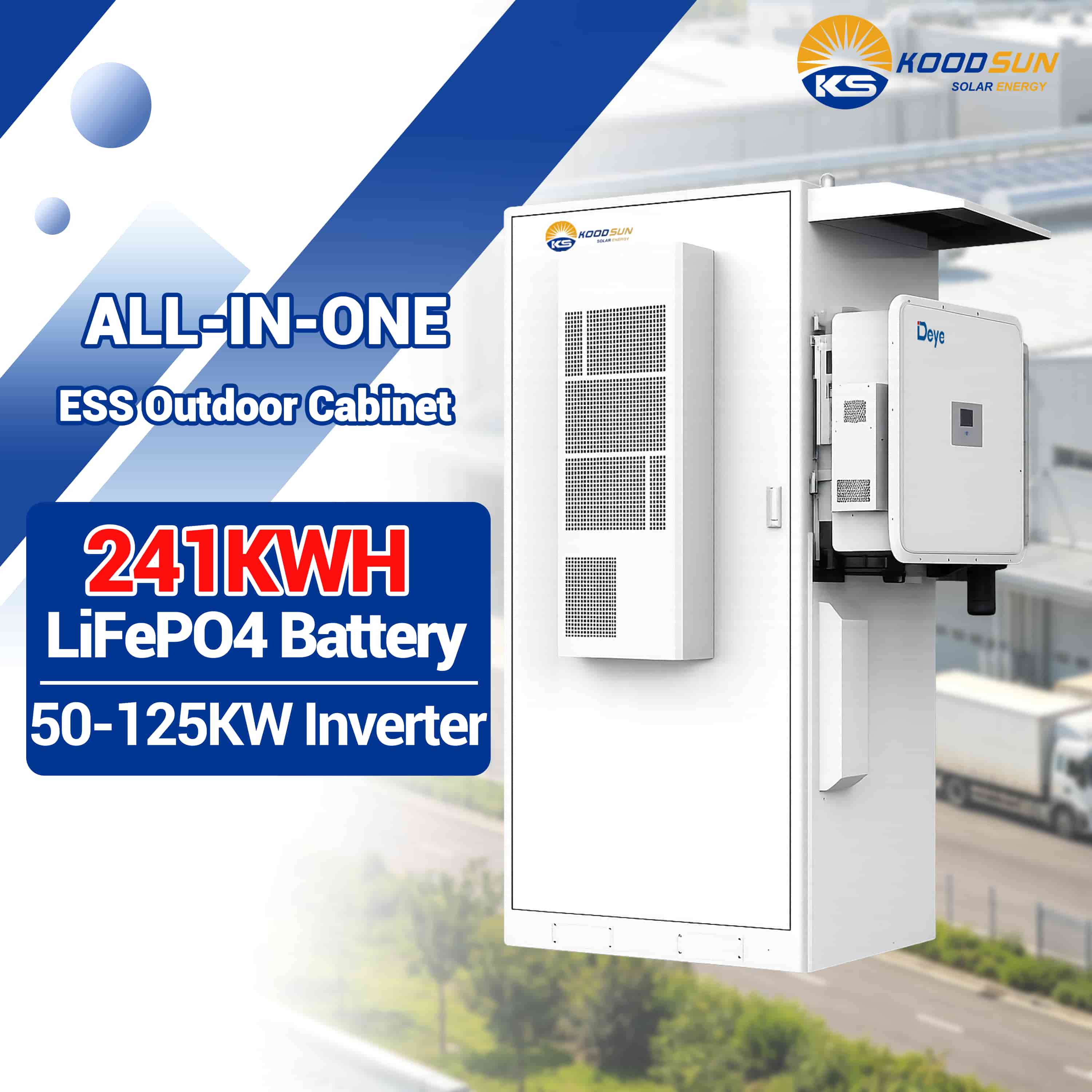 Koodsun High Quality Smart Air Cooled 50kW 100kWh Outdoor Energy Storage System IP55 Waterproof Battery Cabinet -Koodsun