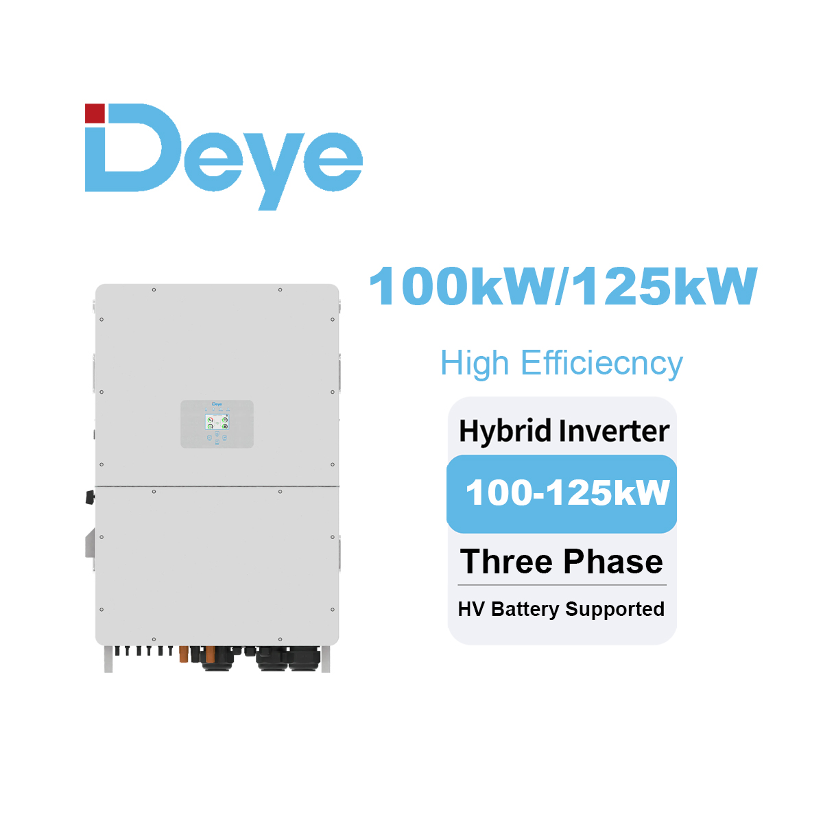 Deye 50kw 80kw 100kw 125kw Hybrid Inverter for Solar Energy System with lithium battery and solar panels -Koodsun